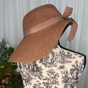 Stone Age Adjustable Brown Straw Sunhat With Bow Detail